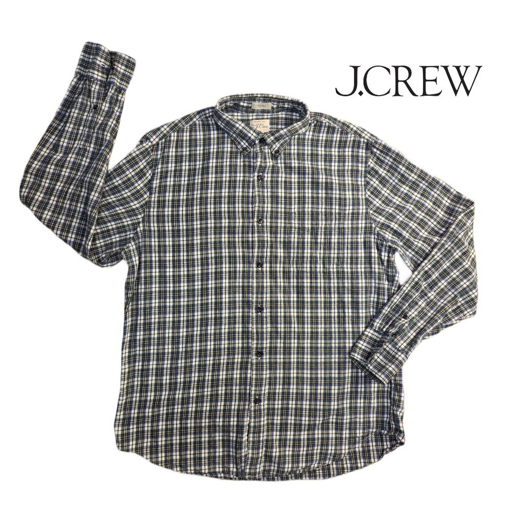 J.Crew Men's Brushed Twill Flannel Shirt Plaid - Blue/Green